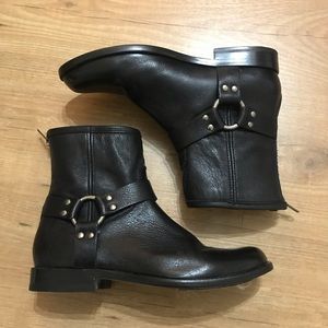 Frye Leather Moto Motorcycle Boot w/ Circle Detail